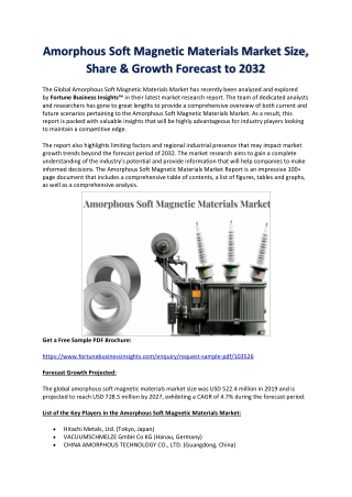 Amorphous Soft Magnetic Materials Market Share, Size & Future Outlook 2032
