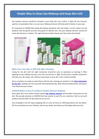 Simple Way to Clean Eye Makeup and Keep Skin Soft