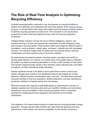The Role of Real-Time Analysis in Optimizing Recycling Efficiency