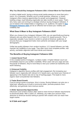 Why You Should Buy Instagram Followers USA A Smart Move for Fast Growth