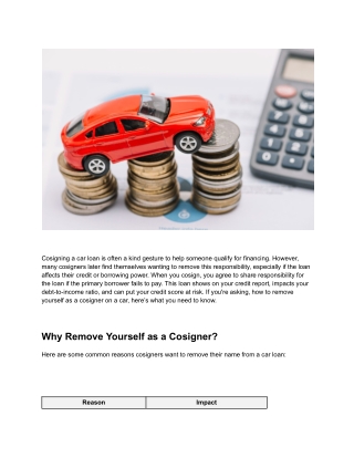Smart Ways to Remove Yourself as a Car Loan Cosigner