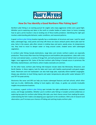 How Do You Identify a Good Northern Pike Fishing Spot