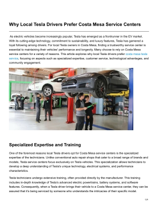 Why Local Tesla Drivers Prefer Costa Mesa Service Centers
