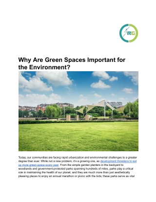 Why Are Green Spaces Important for the Environment-Reachgreen