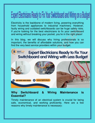 Expert Electricians Ready to Fix Your Switchboard & Wiring on a Budget