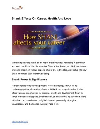 Shani Effects On Career, Health And Love