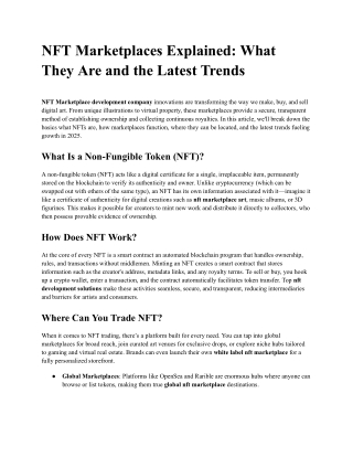 NFT Marketplaces Explained: What They Are and the Latest Trends