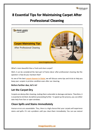 8 Essential Tips for Maintaining Carpet After Professional Cleaning