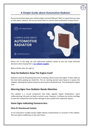 a simple guide about automotive radiator