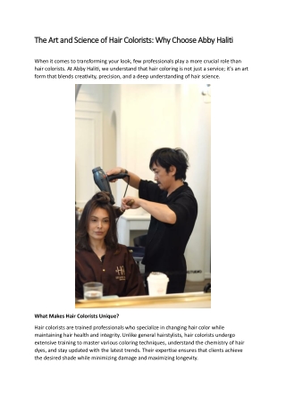 The Art and Science of Hair Colorists