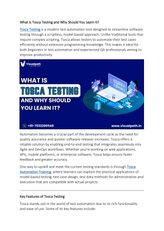 Tosca Testing Online Training Certificate | Tosca Testing