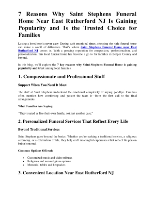 7 Reasons Why Saint Stephens Funeral Home Near East Rutherford NJ Is Gaining Popularity