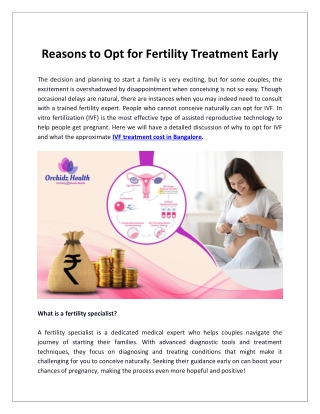 Reasons to Opt for Fertility Treatment Early
