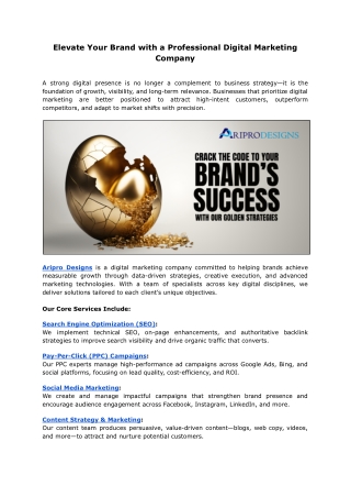 Professional Digital Marketing Services | Aripro Designs