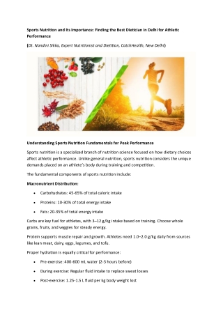 Sports Nutrition and Its Importance: Finding the Best Dietician in Delhi for Ath