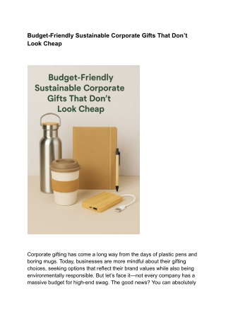 Budget-Friendly Sustainable Corporate Gifts That Don’t Look Cheap