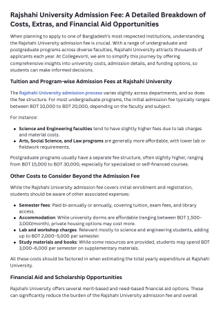 Rajshahi University Admission Fee A Detailed Breakdown of Costs, Extras, and Financial Aid Opportunities