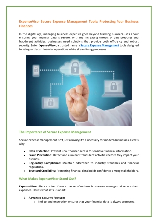 ExpenseVisor Secure Expense Management Tools - Protecting Your Business Finances