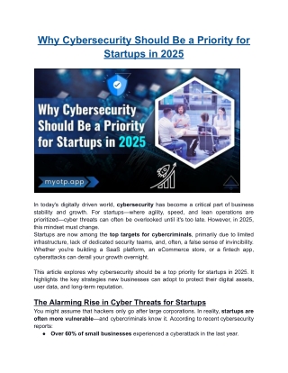 Why Cybersecurity Should Be a Priority for Startups in 2025
