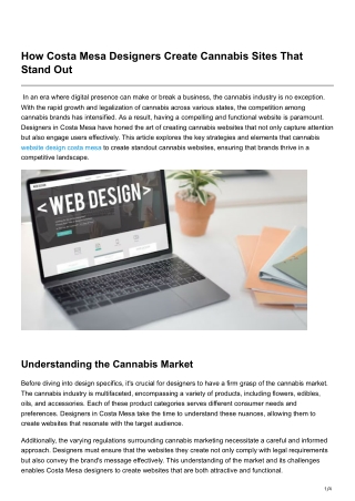 How Costa Mesa Designers Create Cannabis Sites That Stand Out
