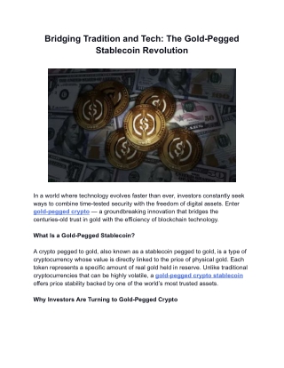Bridging Tradition and Tech  The Gold-Pegged Stablecoin Revolution