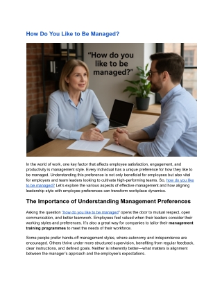 how do you like to be managed