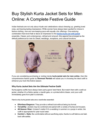 Buy Stylish Kurta Jacket Sets for Men Online_ A Complete Festive Guide