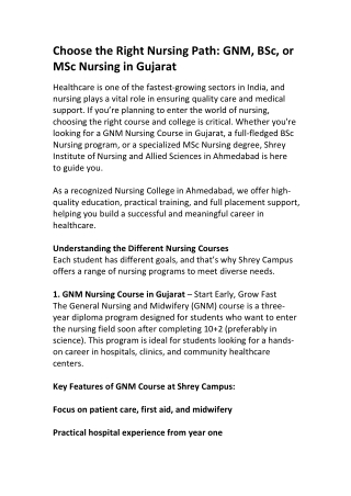 Build Your Nursing Career in Gujarat | GNM, BSc, MSc Courses