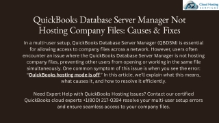 QuickBooks Database Server Manager Not Hosting Company Files Causes & Fixes