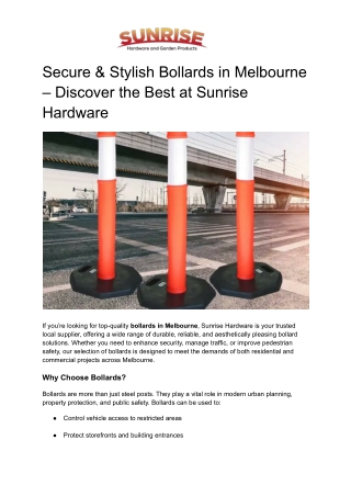 Secure & Stylish Bollards in Melbourne – Discover the Best at Sunrise Hardware