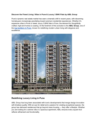 Discover the Finest Living_ Villas in Pune & Luxury 3 BHK Flats by ABIL Group