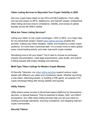 Token Listing Services to Skyrocket Your Crypto Visibility in 2025