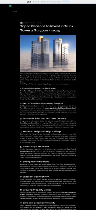 Top 10 Reasons to Invest in Trum Tower 2 Gurgaon in 2025