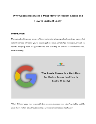 Get Found. Get Booked. How Google Reserve Fills Salon Chairs in Seconds