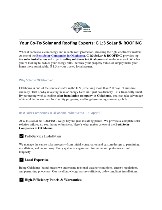 Your Go-To Solar and Roofing Experts-G 13 Solar and Roofing