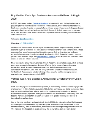 Buy Verified Cash App Business Accounts with Bank Linking in 2025