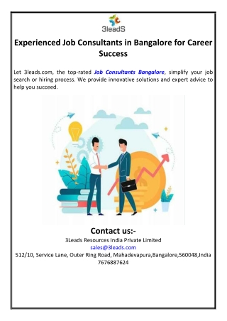 Experienced Job Consultants in Bangalore for Career Success