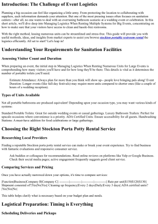introduction the challenge of event logistics