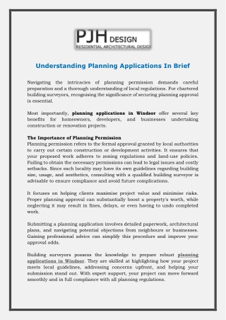 understanding planning applications in brief