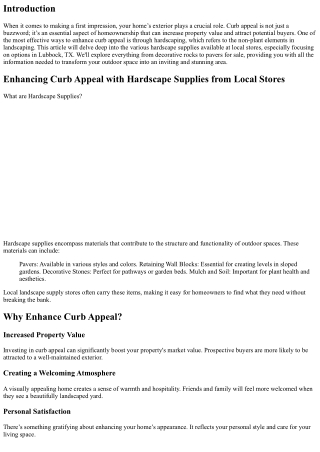 Enhancing Curb Appeal with Hardscape Supplies from Local Stores