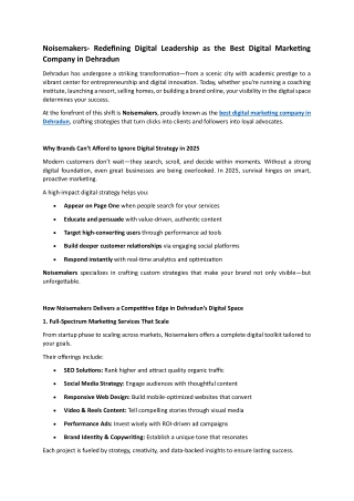 the Best Digital Marketing Company in Dehradun-Noisemakers