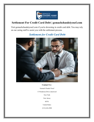 Settlement For Credit Card Debt gemachchasdeiyosef.com
