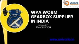 WPA WORM GEARBOX SUPPLIER IN INDIA