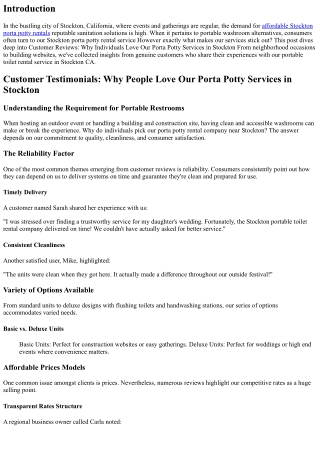 Customer Testimonials: Why People Love Our Porta Potty Services in Stockton