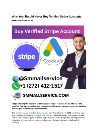 Why You Should Never Buy Verified Stripe Accounts smmnallservice