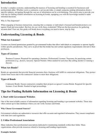 Tips for Finding Reliable Information on Licensing & Bonds