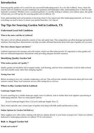 Top Tips for Sourcing Garden Soil in Lubbock, TX