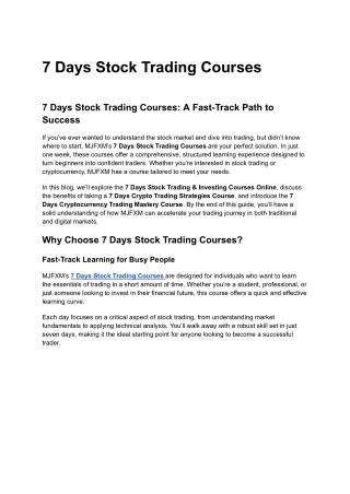7 Days Stock Trading Courses
