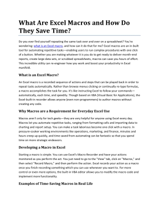 What Are Excel Macros and How Do They Save Time