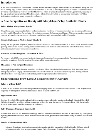 A New Perspective on Beauty with Marylebone’s Top Aesthetic Clinics
